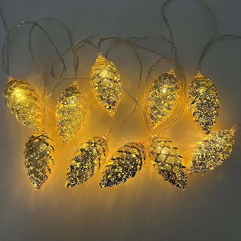 【 LEDライト】ツリー用 松ぼっくり型ライト(ゴールド&シルバー)