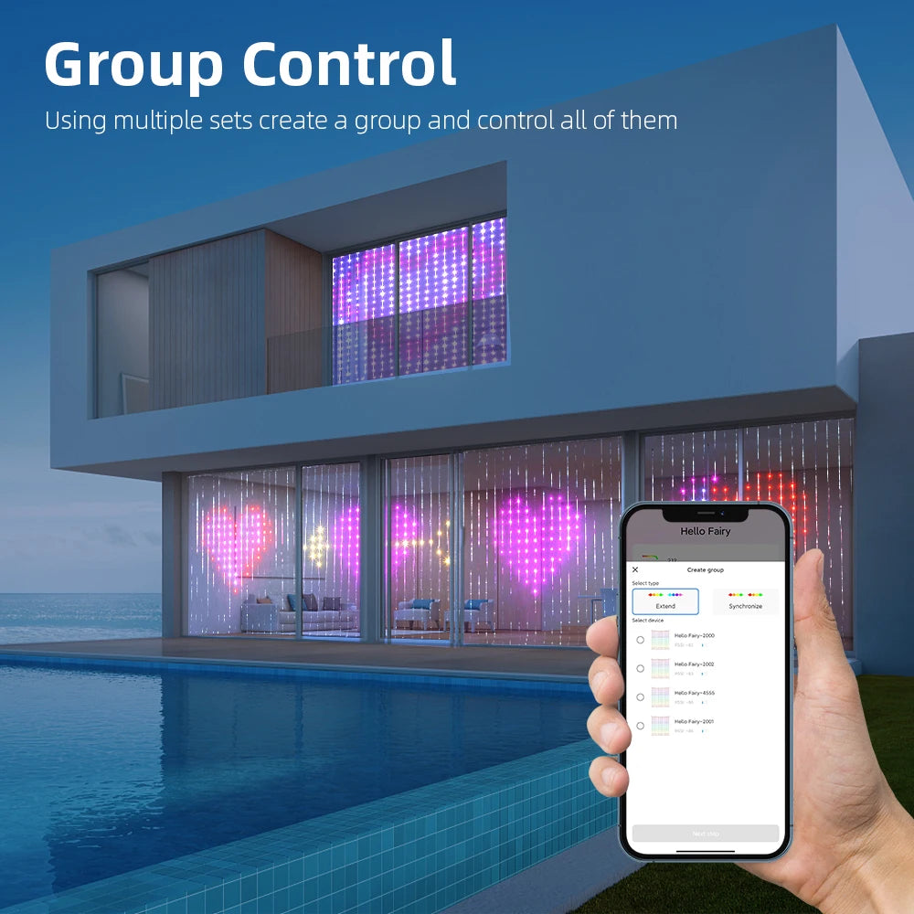 カーテンライト|イベント・クリスマス装飾|1600万色発色!LEDカーテンライト 音楽・アプリ対応(幅2M/3M)