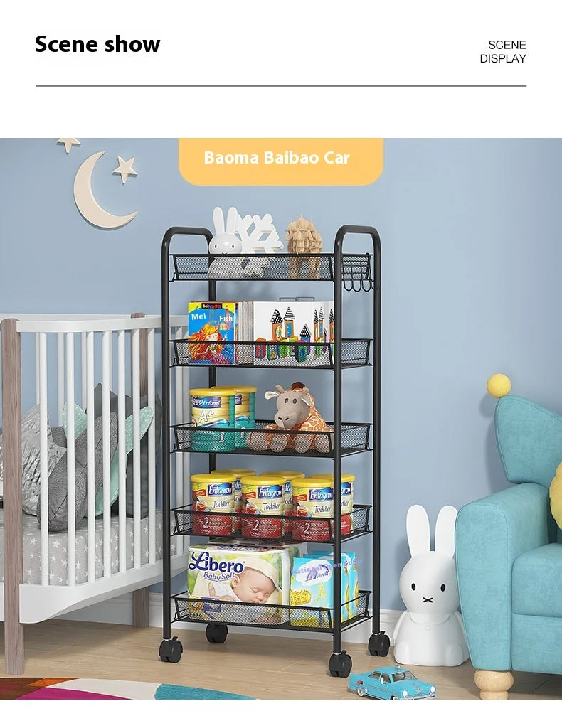 ネット什器多機能キャスター付きトロリーラック