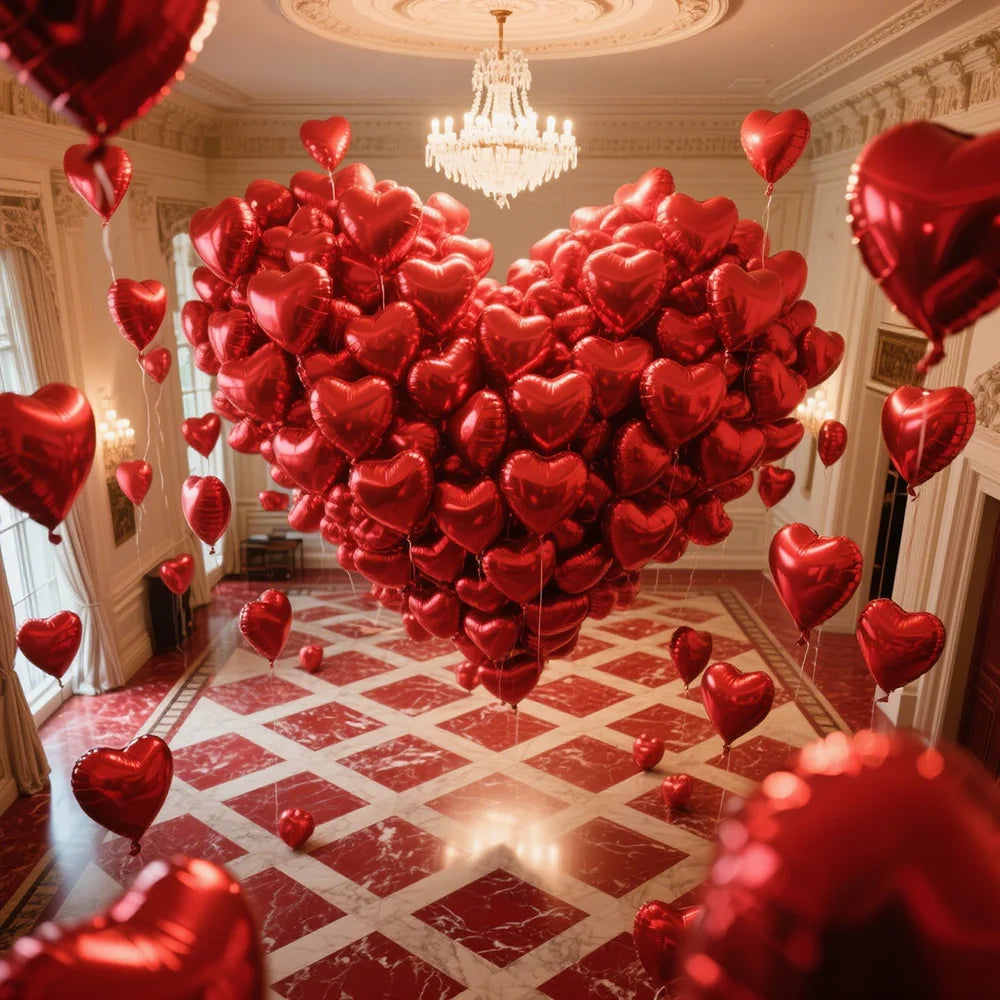 赤いハート型ホイルバルーン 5/10/20個セット