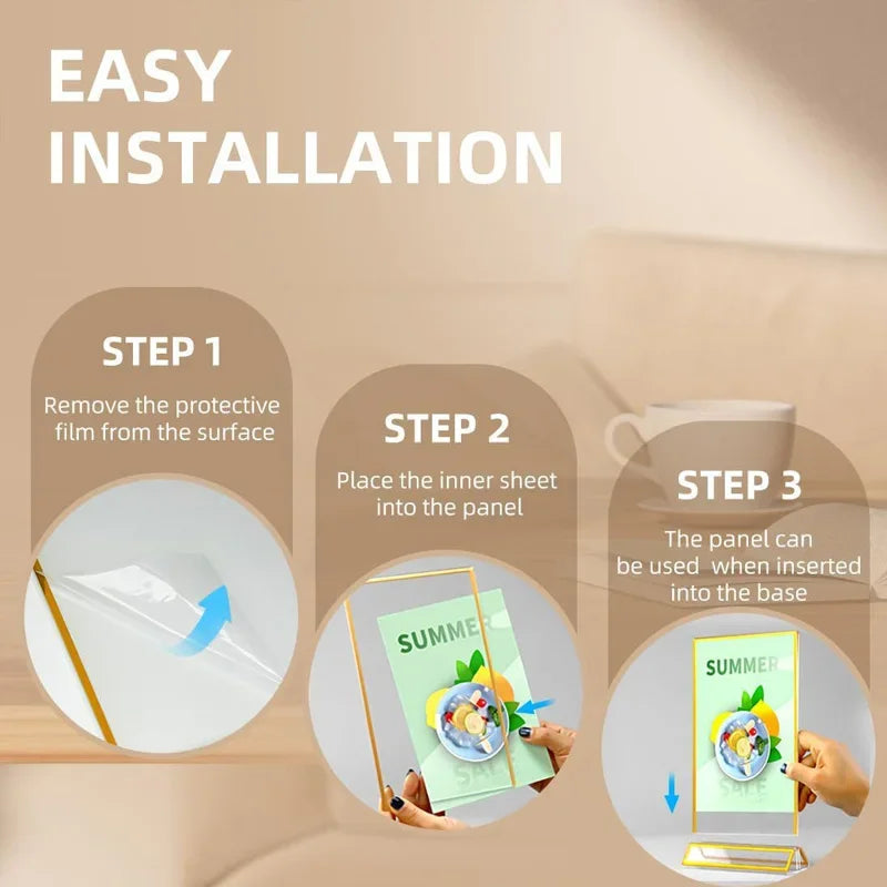 イベント・結婚式装飾|アクリル製ゴールド縁テーブルサインホルダー