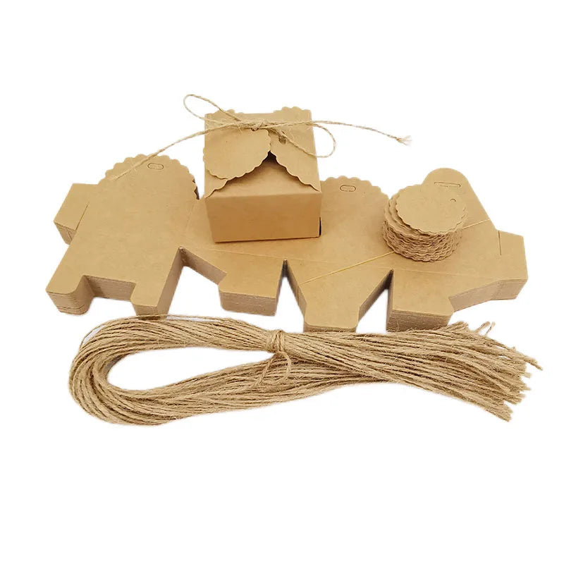 |イベント・ノベルティ用品 | 麻リボン付きクラフト紙ボックス | W6.5xH4xD6.5cm