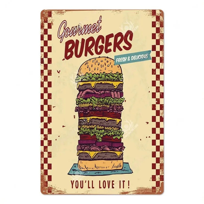 ファーストフードヴィンテージブリキ看板