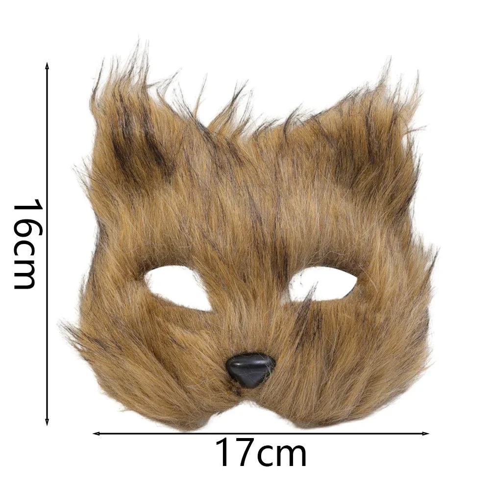 イベント・ハロウィングッズ|ファー素材キツネ型ハーフマスク