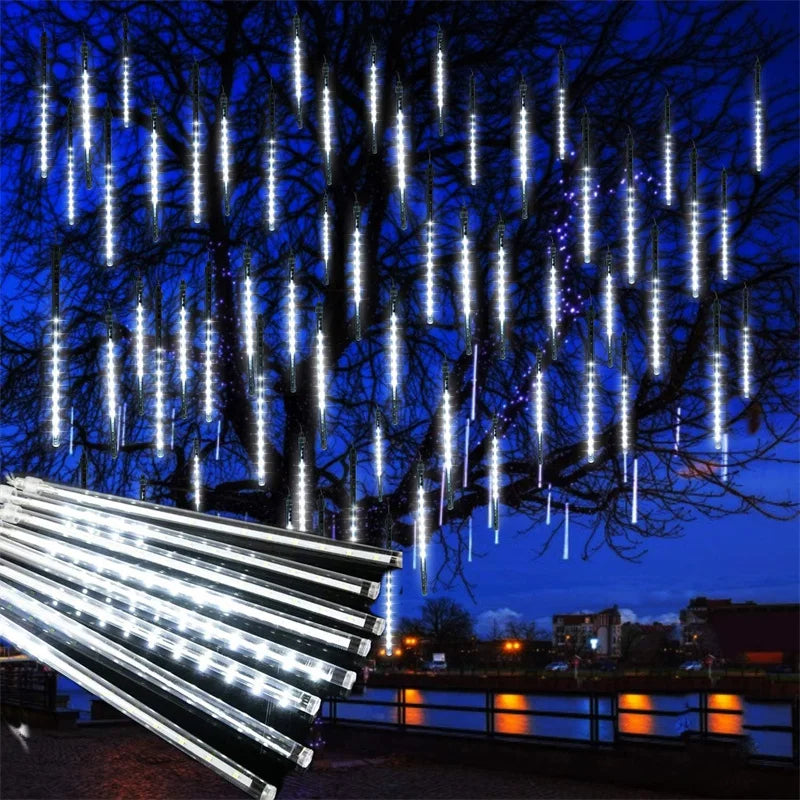 カーテンライト|イベント・クリスマス装飾|LED流星雨8連ライトUSB接続(幅2.8M)