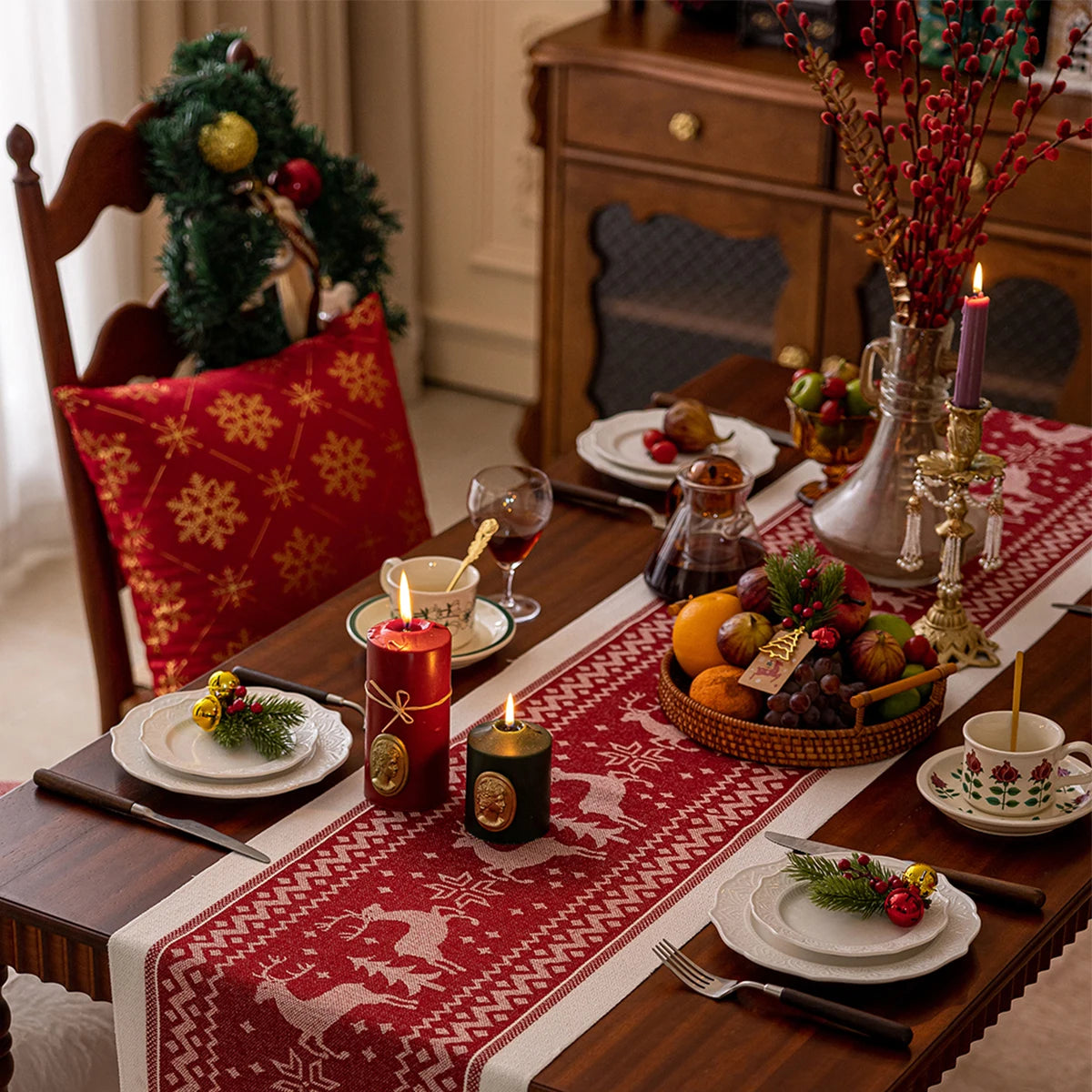 クリスマステーブルクロス|コットンテーブルランナー