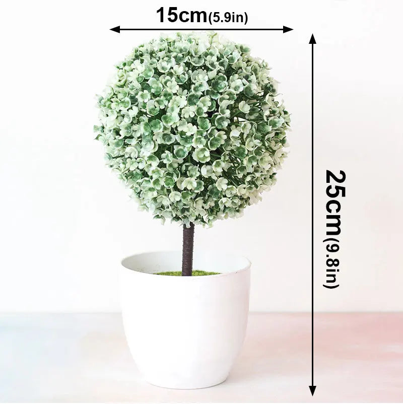 人工観葉植物・鉢植え・グリーン盆栽・スノーボール