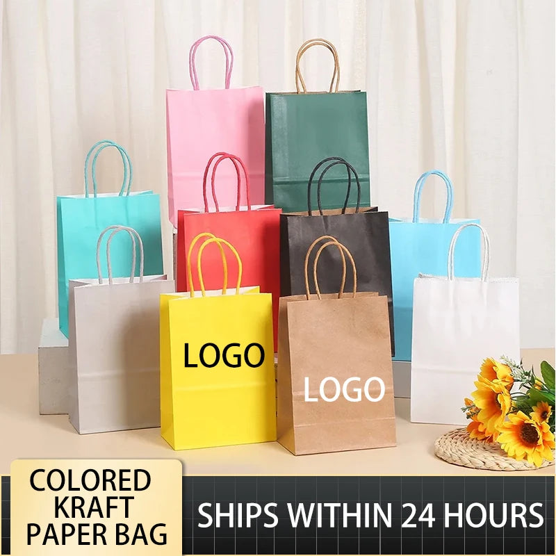 |ノベルティ用品 | ハンドル付きクラフト紙ギフトバッグ 50個セット