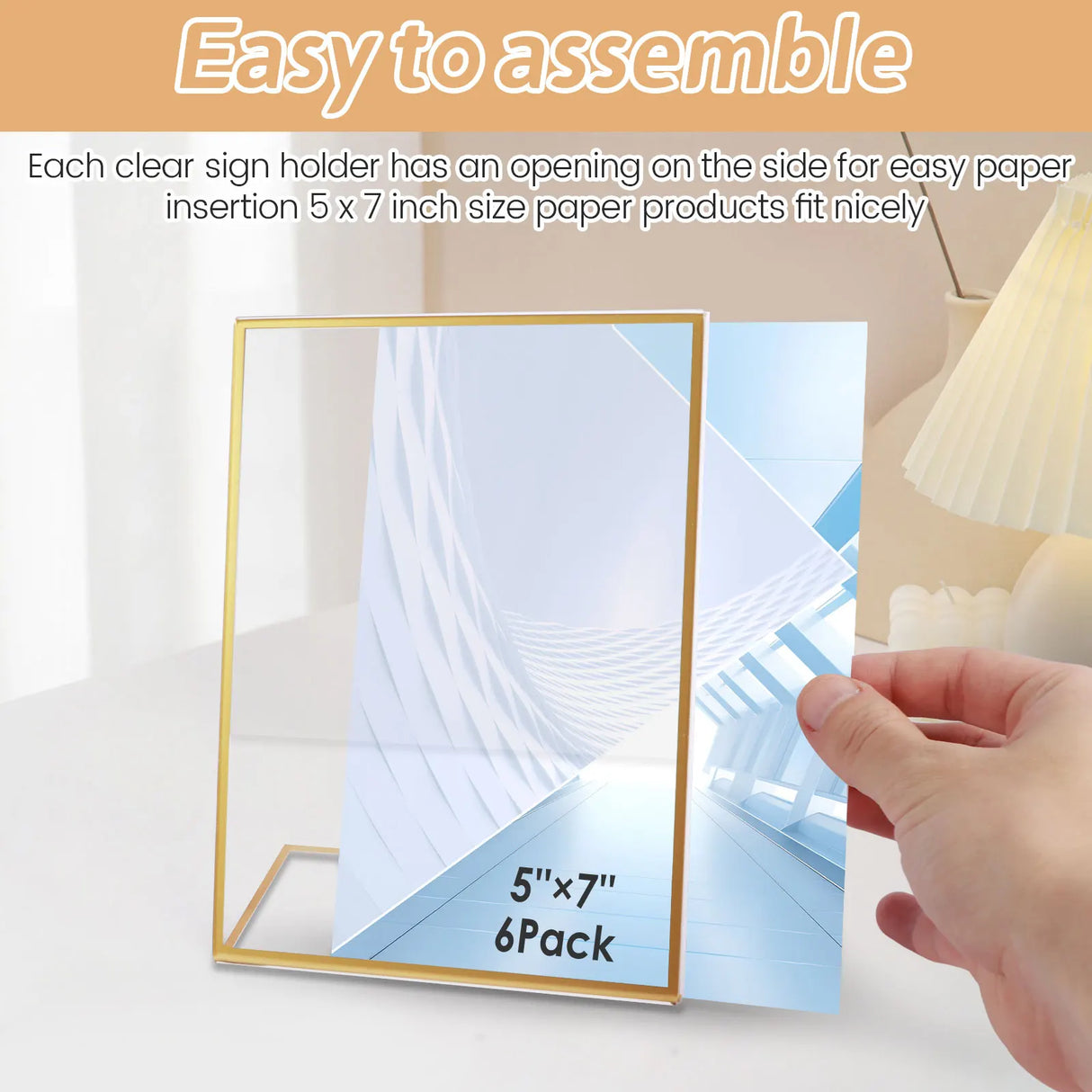 イベント・結婚式装飾|ゴールドフレームアクリルサインホルダー エレガント