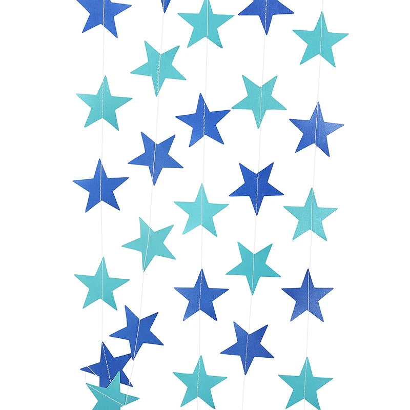 イベント・クリスマス装飾|カラフル星型バナー ゴールドシルバーガーランド