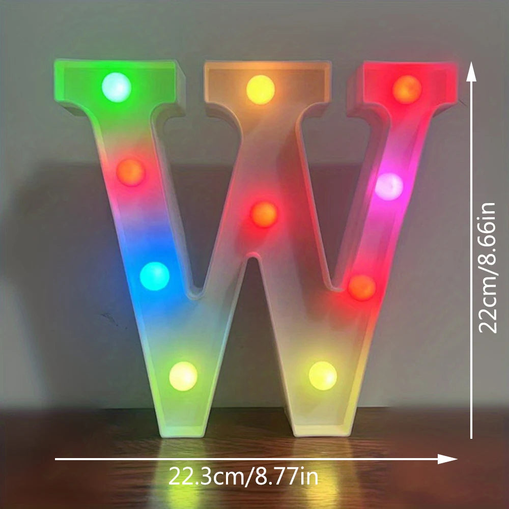 【LED装飾】LEDライト・デコレーションライト(アルファベット/数字)マルチカラー 22cm