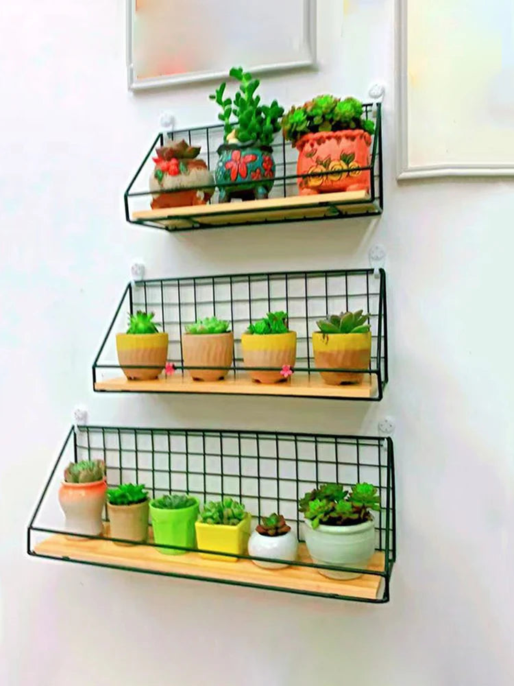 多機能アイアン壁掛け収納棚