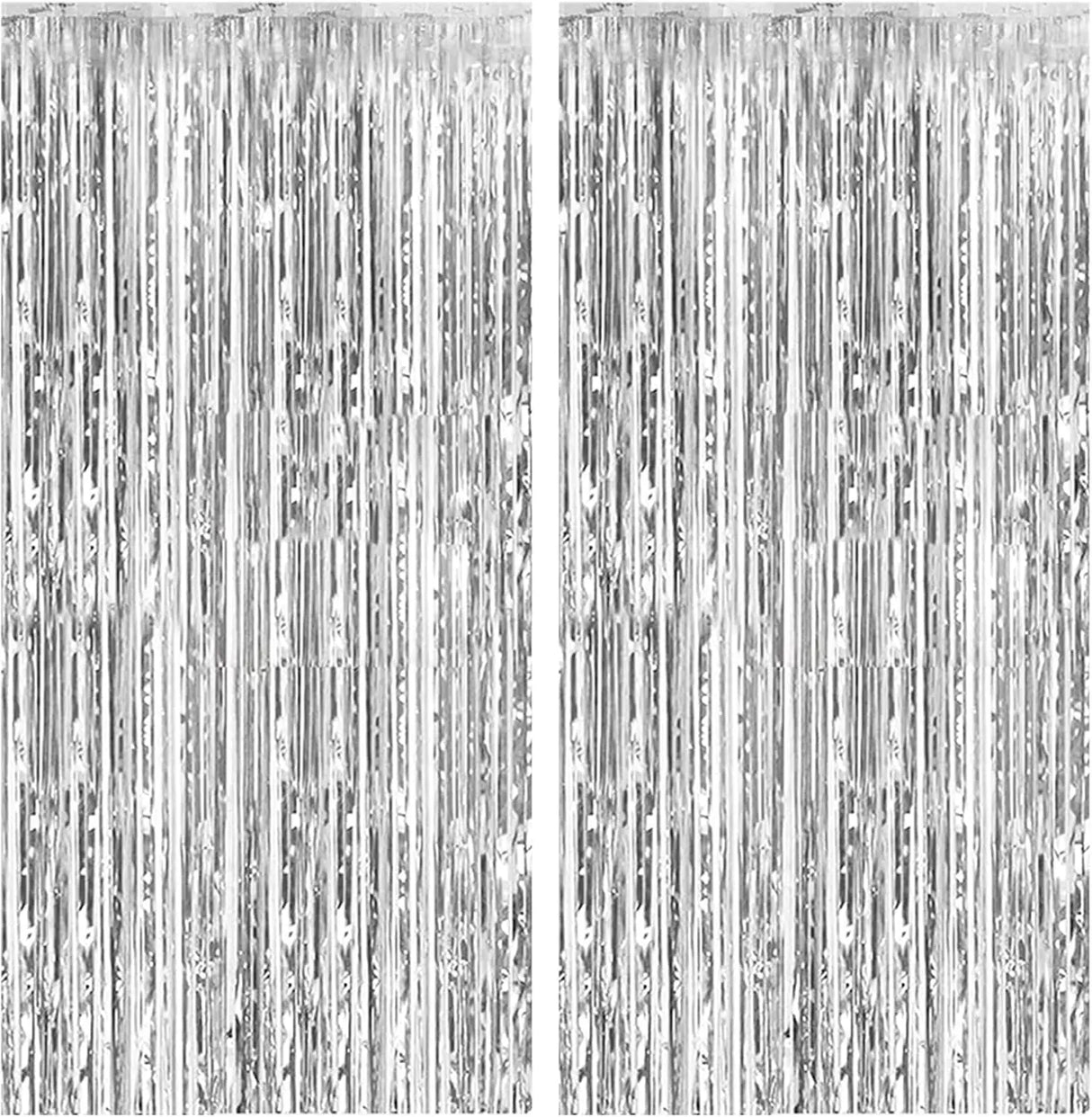 パーティー・インテリア装飾 メタリックカラーカーテン シルバー 幅1M 長さ2M