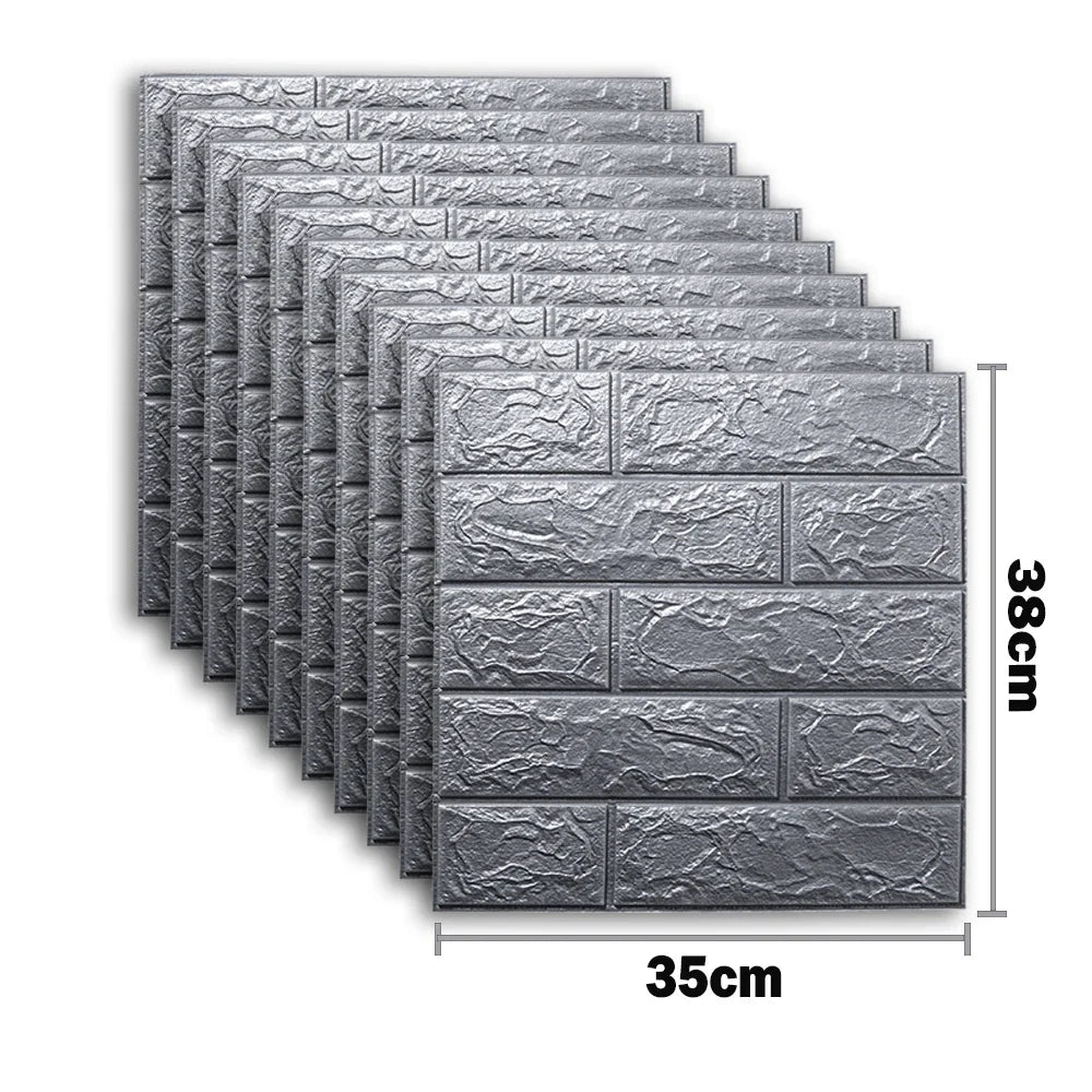 DIY用 レンガ風ステッカー 35x38cm 10pcs コンパクトサイズ防水仕様