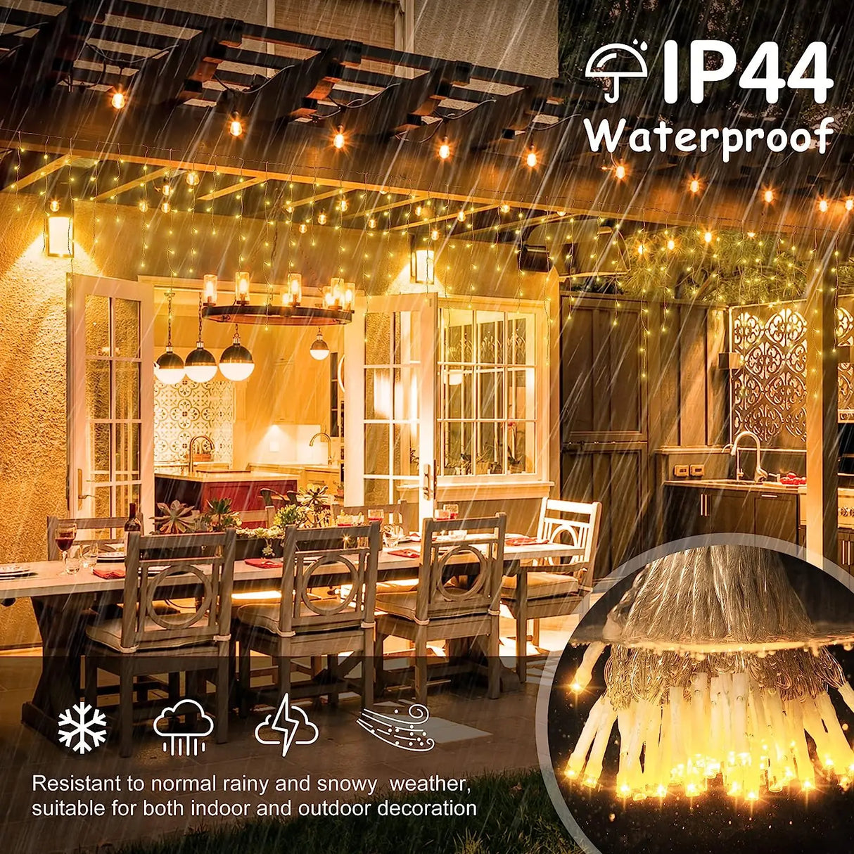 カーテンライト|イベント・クリスマス装飾|LEDつらら型 屋外用カーテンライト(幅4M~32M)