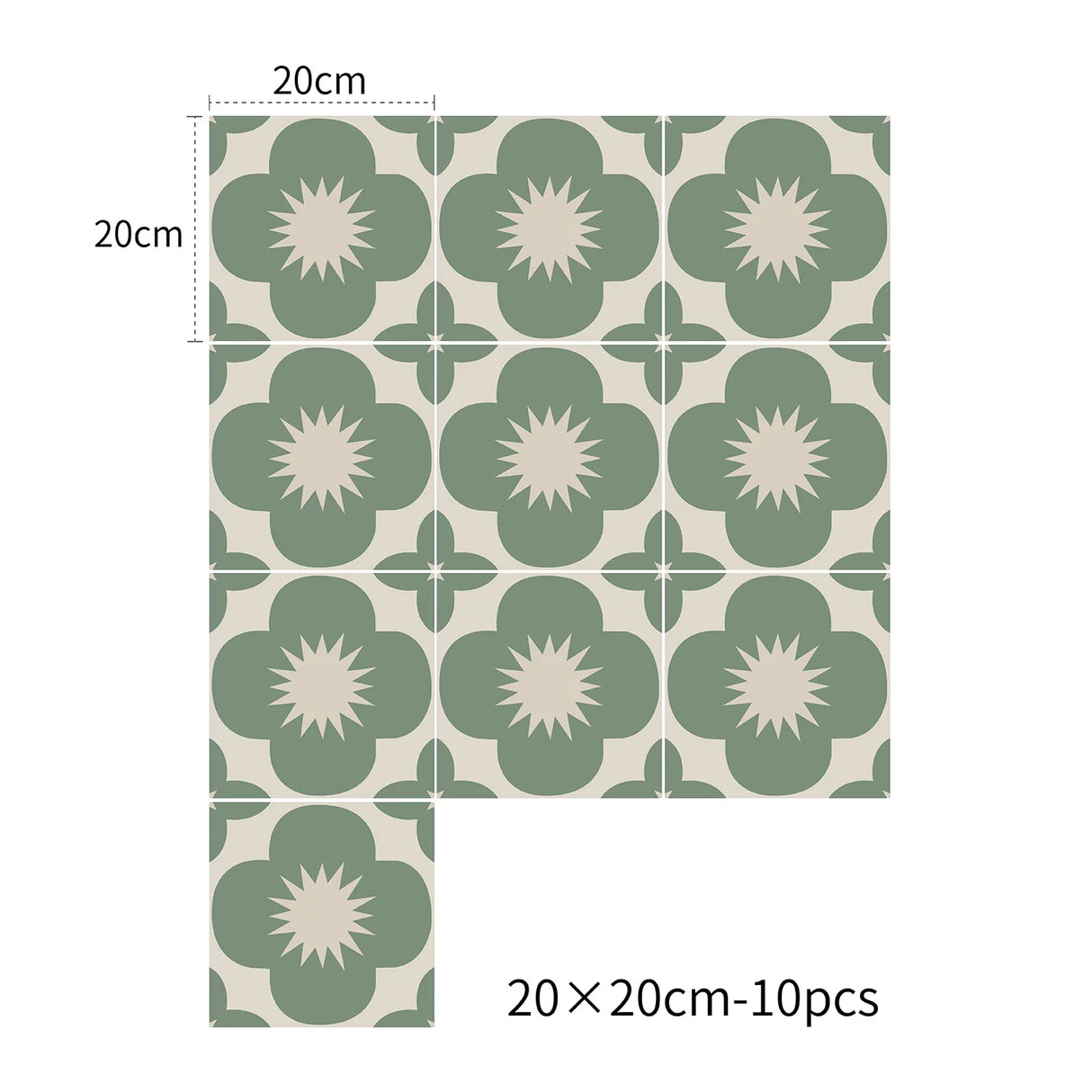 DIY用 モダン柄タイル風 ステッカー 20×20c 10枚入 多彩なモダン柄