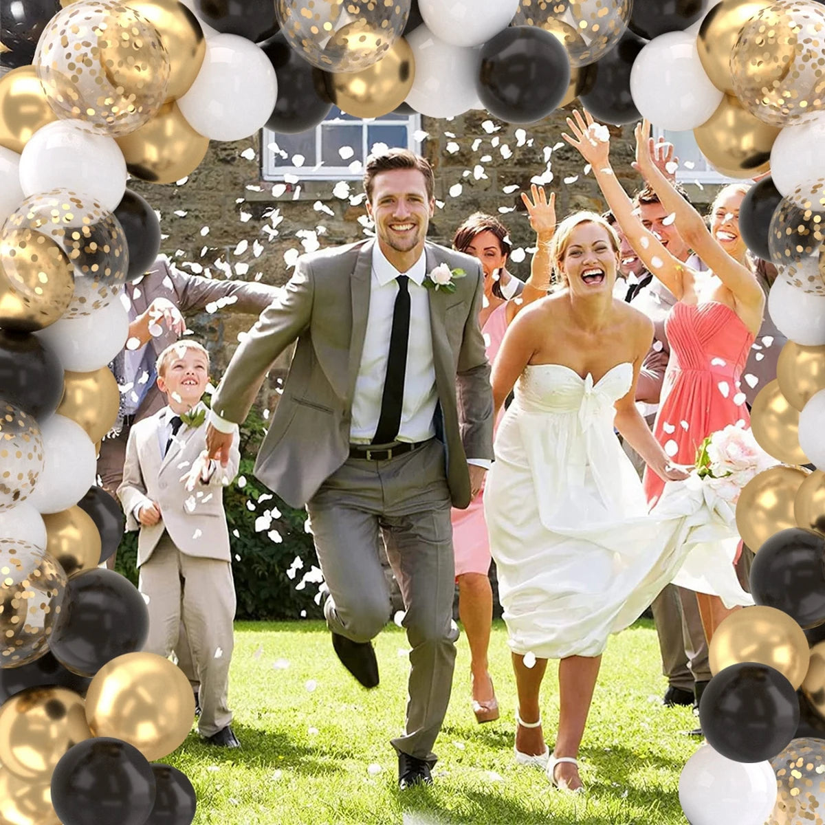 イベント・クリスマス装飾|ゴールドコンフェッティ&メタリックバルーンセット