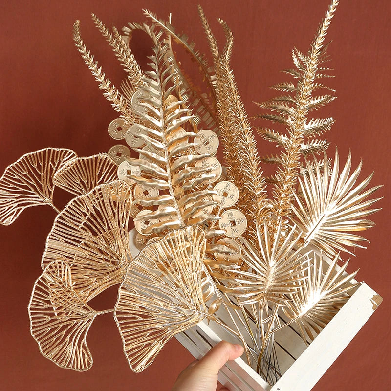 【造花インテリア用装飾】輝くゴールド インテリアフラワー