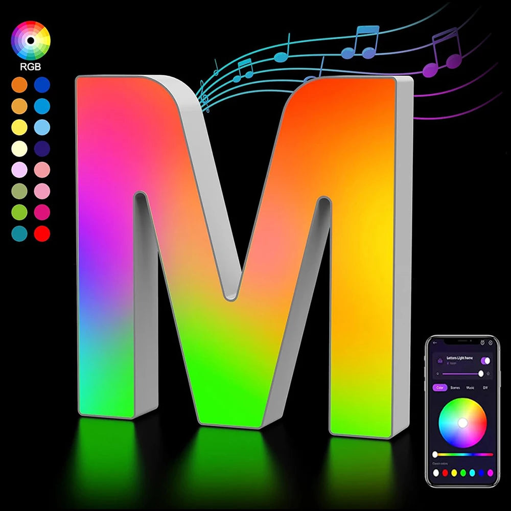 【LED装飾】LEDライト・デコレーションライト(数字/アルファベット)調光可能 レインボーカラー