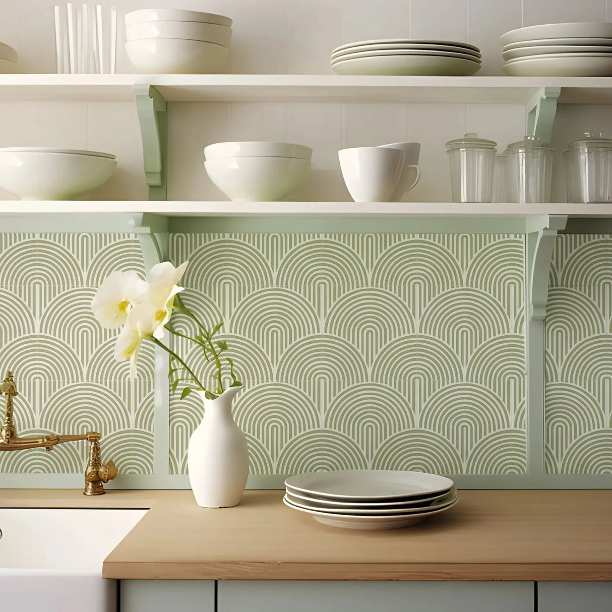 DIY用 モダン柄タイル風 ステッカー 20×20c 10枚入 多彩なモダン柄