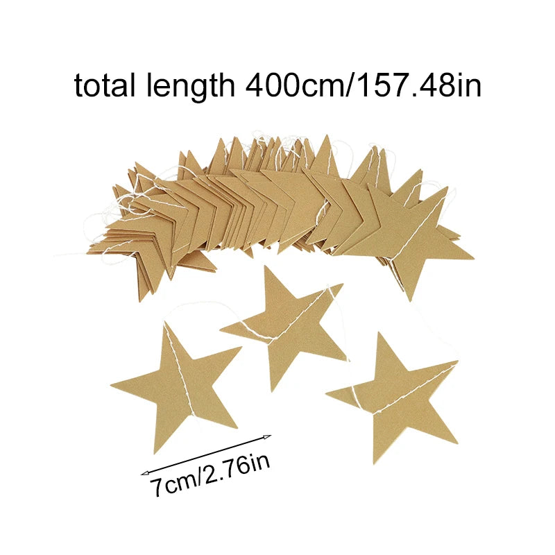 イベント・クリスマス装飾|カラフル星型バナー ゴールドシルバーガーランド