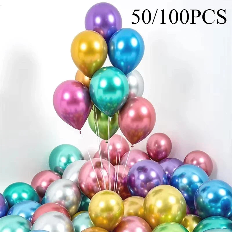 イベント・パーティー装飾| メタリックミックスカラーバルーンセット( 50/100個)