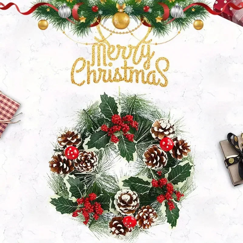 イベント・クリスマス装飾|クリスマスリース 雪の結晶付きドア飾り