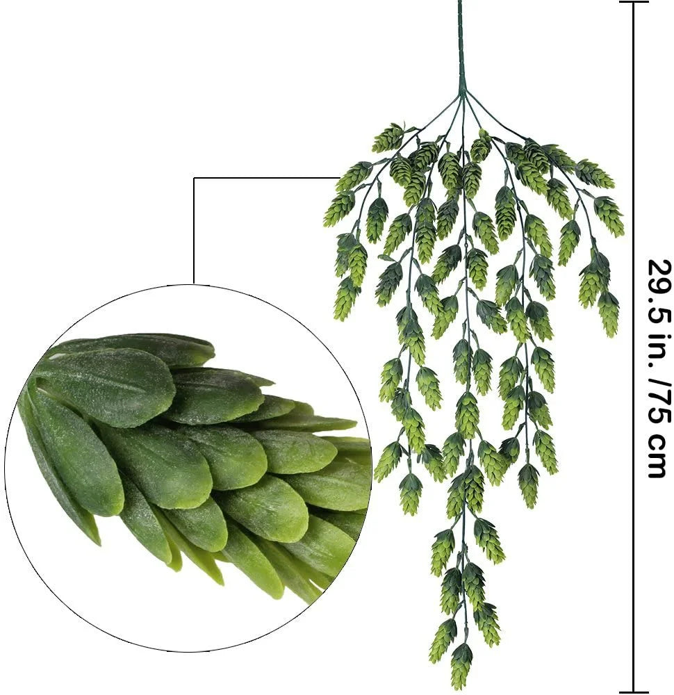 人工ホップフラワーつるガーランド植物・2個入り・フロストグリーン・各29.5インチ