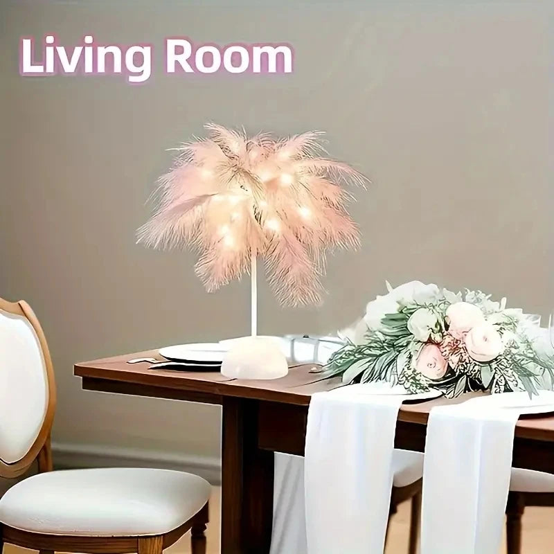 モチーフライト|イベント・パーティー装飾|LED羽根付きナイトライト(高さ22cm)