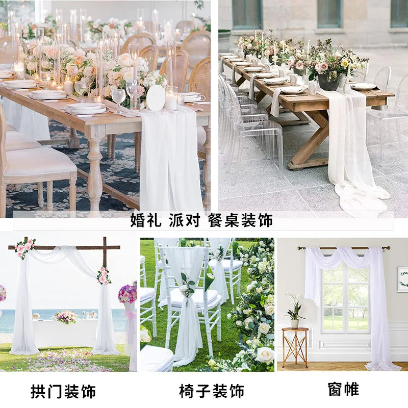 インテリア・パーティ装飾 | シフォンテーブルランナー| 全長1.8m/3m/4m/6m/8m