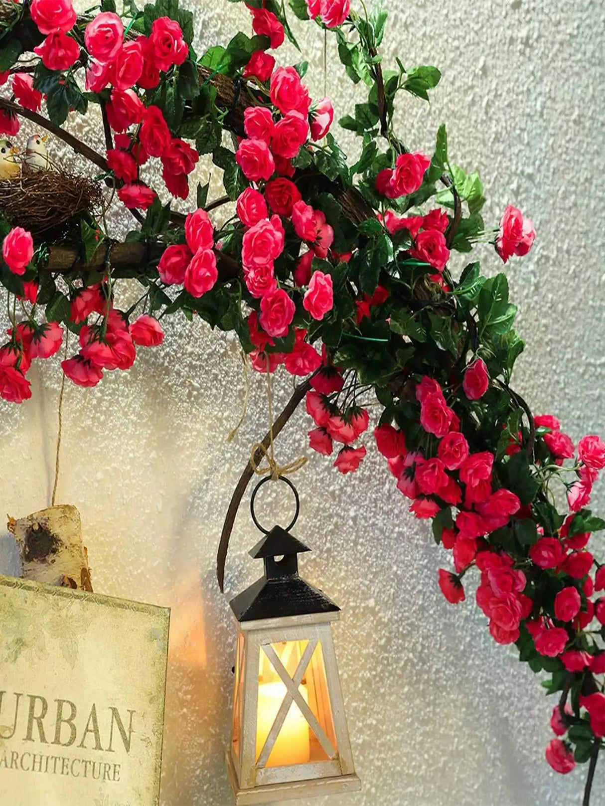 パーティー・インテリア装飾|造花ローズガーランド2個セット(1.8M)