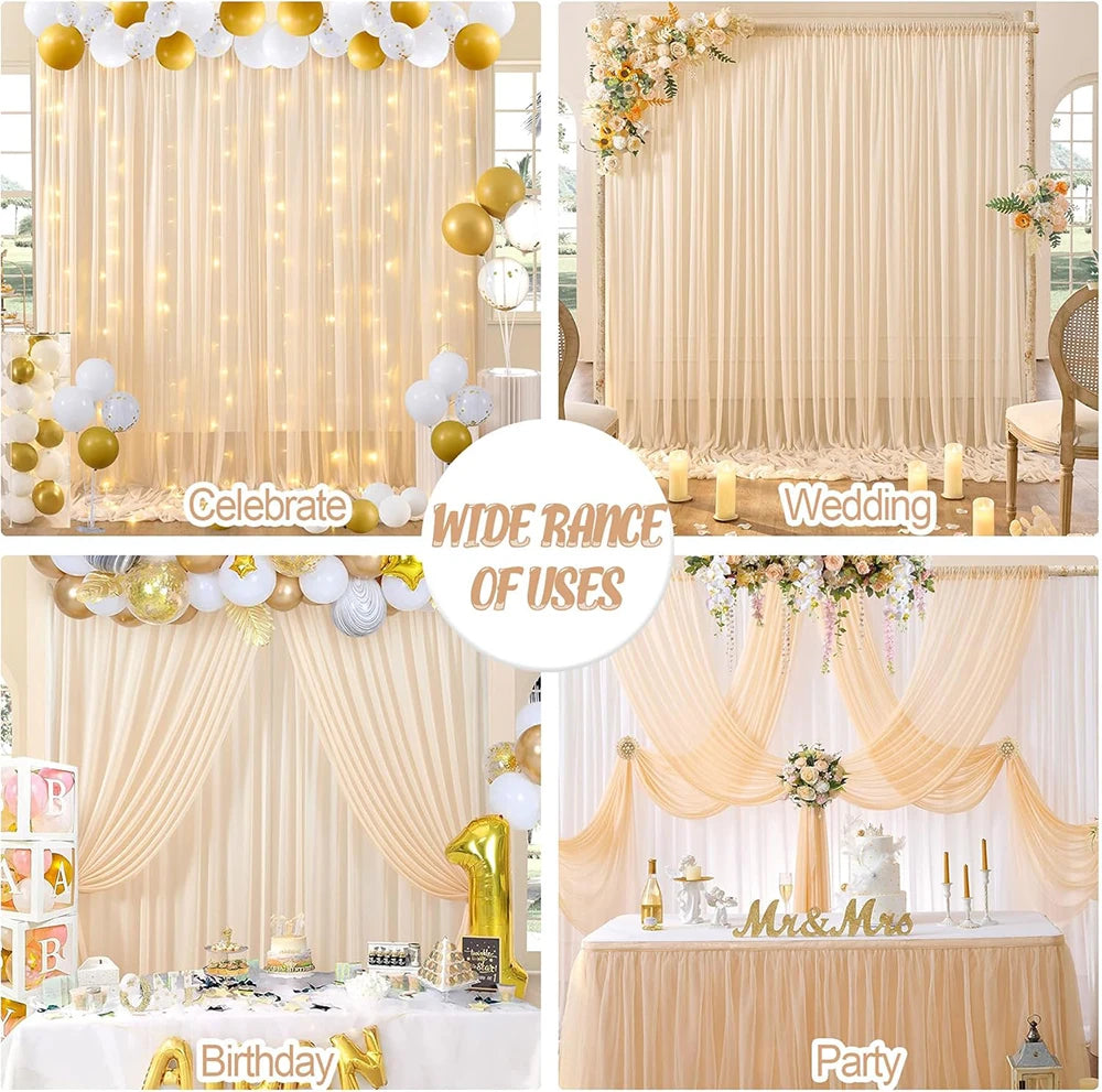 エレガントなシアーカーテン 背景デコレーション