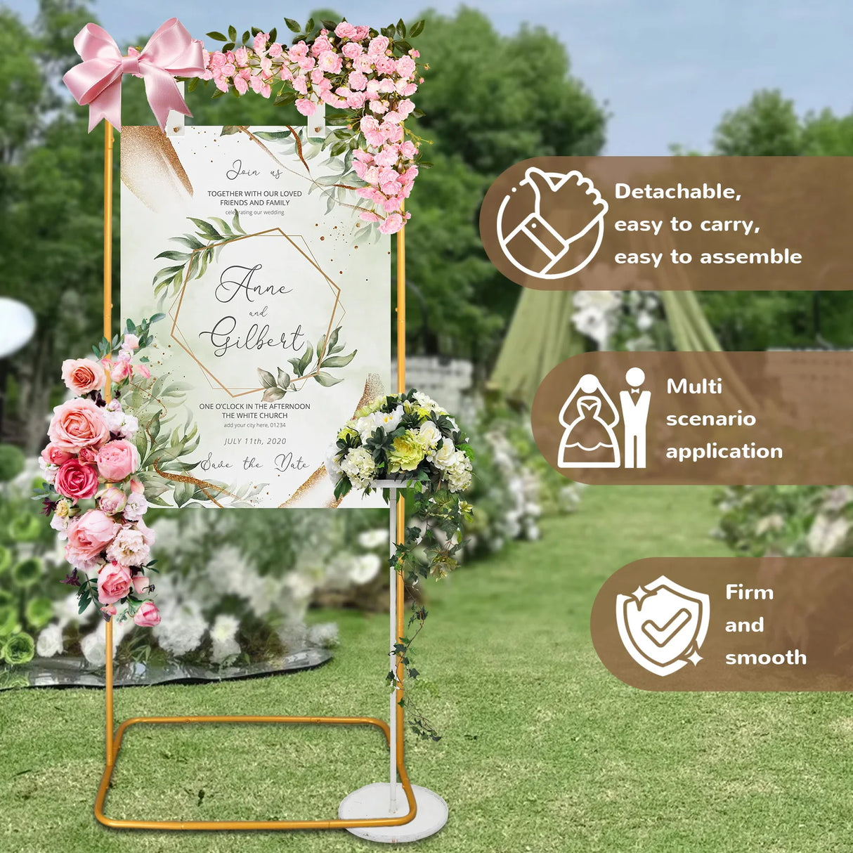 金属製フォトブース ゴールドアーチスタンド