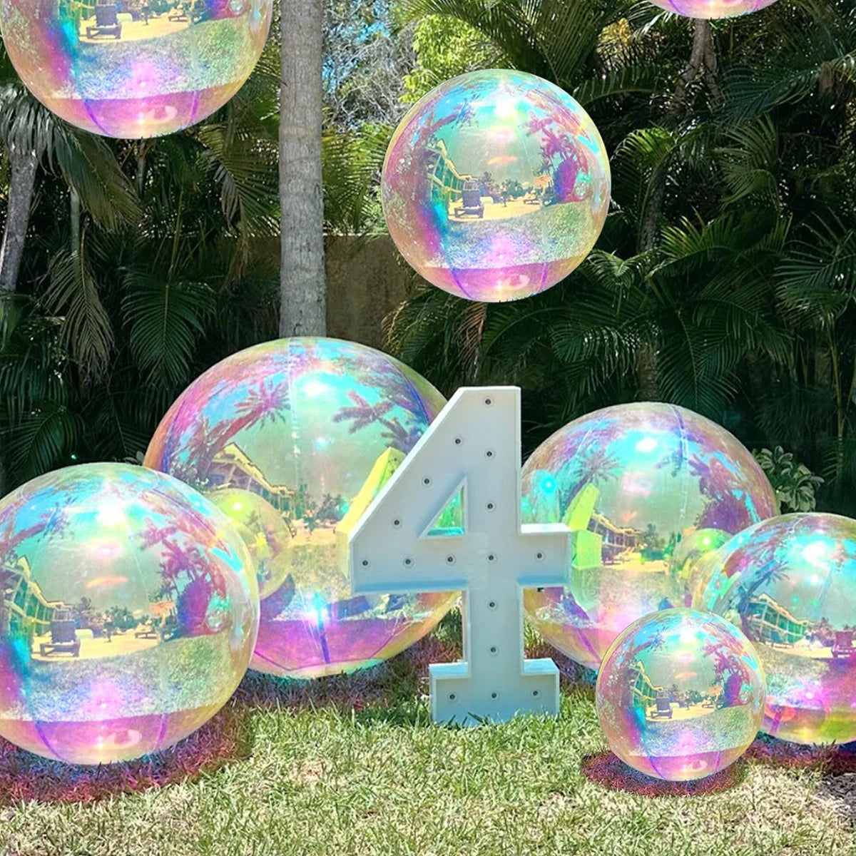 イベント・バルーン装飾 |レインボーカラーホロバルーン| 1/3/5個