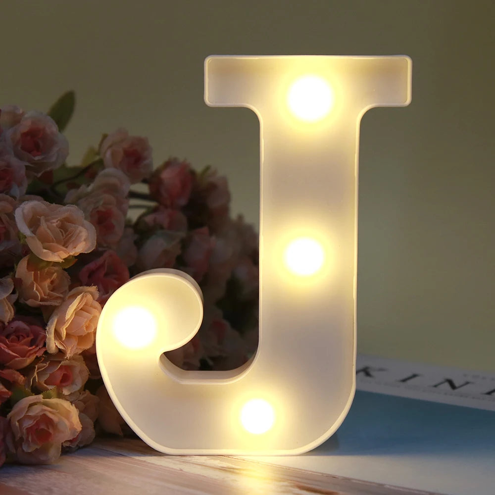 【LED装飾】LEDライト・デコレーションライト(ハート/数字/アルファベット)ホワイト 16cm