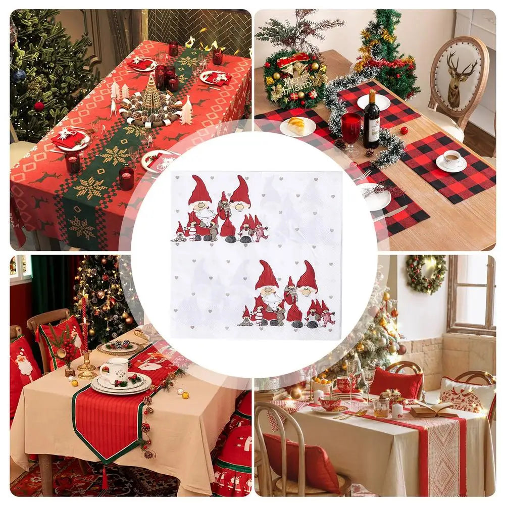 |クリスマスグッズ・ ノベルティ用品 | サンタ柄ナプキン 20枚入り| 33x33c