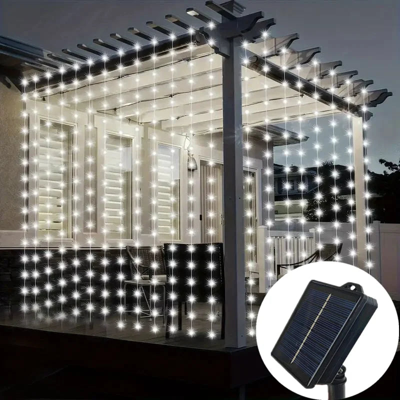 カーテンライト|ソーラーライト|イベント・クリスマス装飾|ソーラーパワLEDカーテンライト(幅3M/6M)