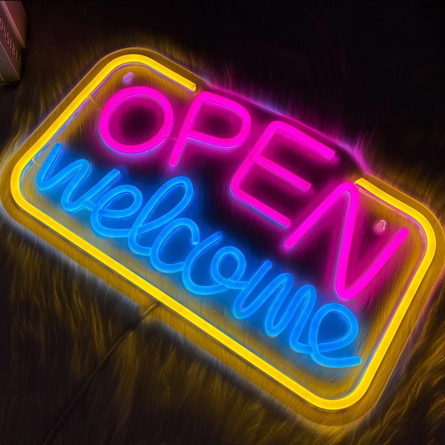 OPEN welcome LEDネオンサイン(ネオン看板)