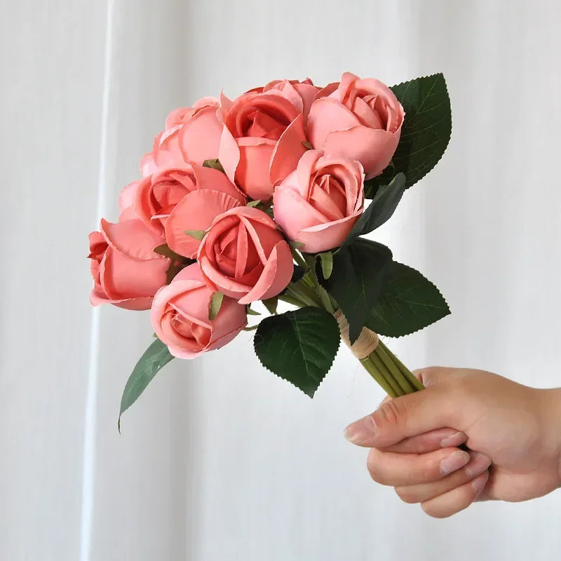 パーティー・インテリア装飾|造花シルクローズブーケ(25cm)