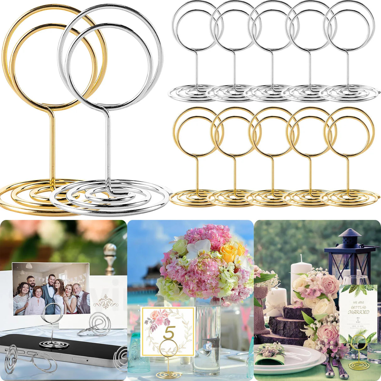 イベント・結婚式装飾|円形ワイヤーフォトホルダー10個セット