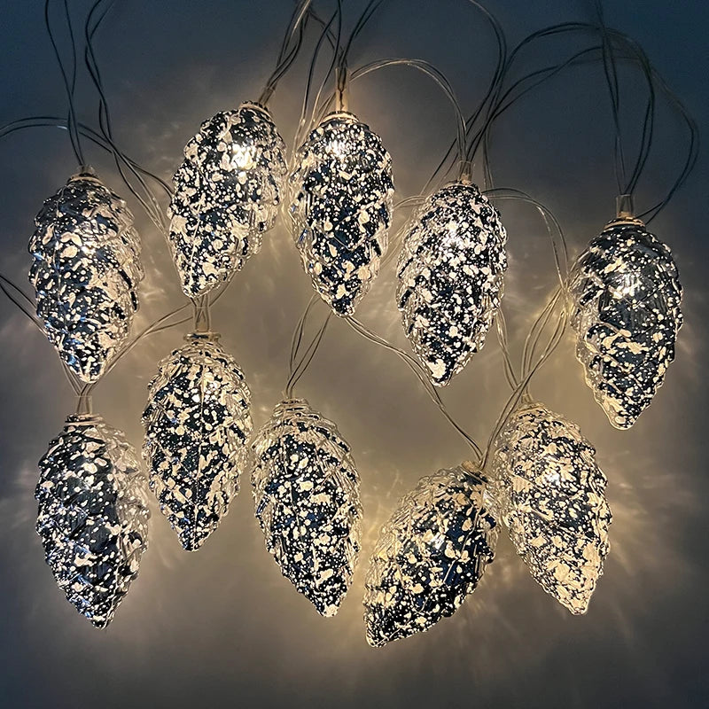 【 LEDライト】ツリー用 松ぼっくり型ライト(ゴールド&シルバー)