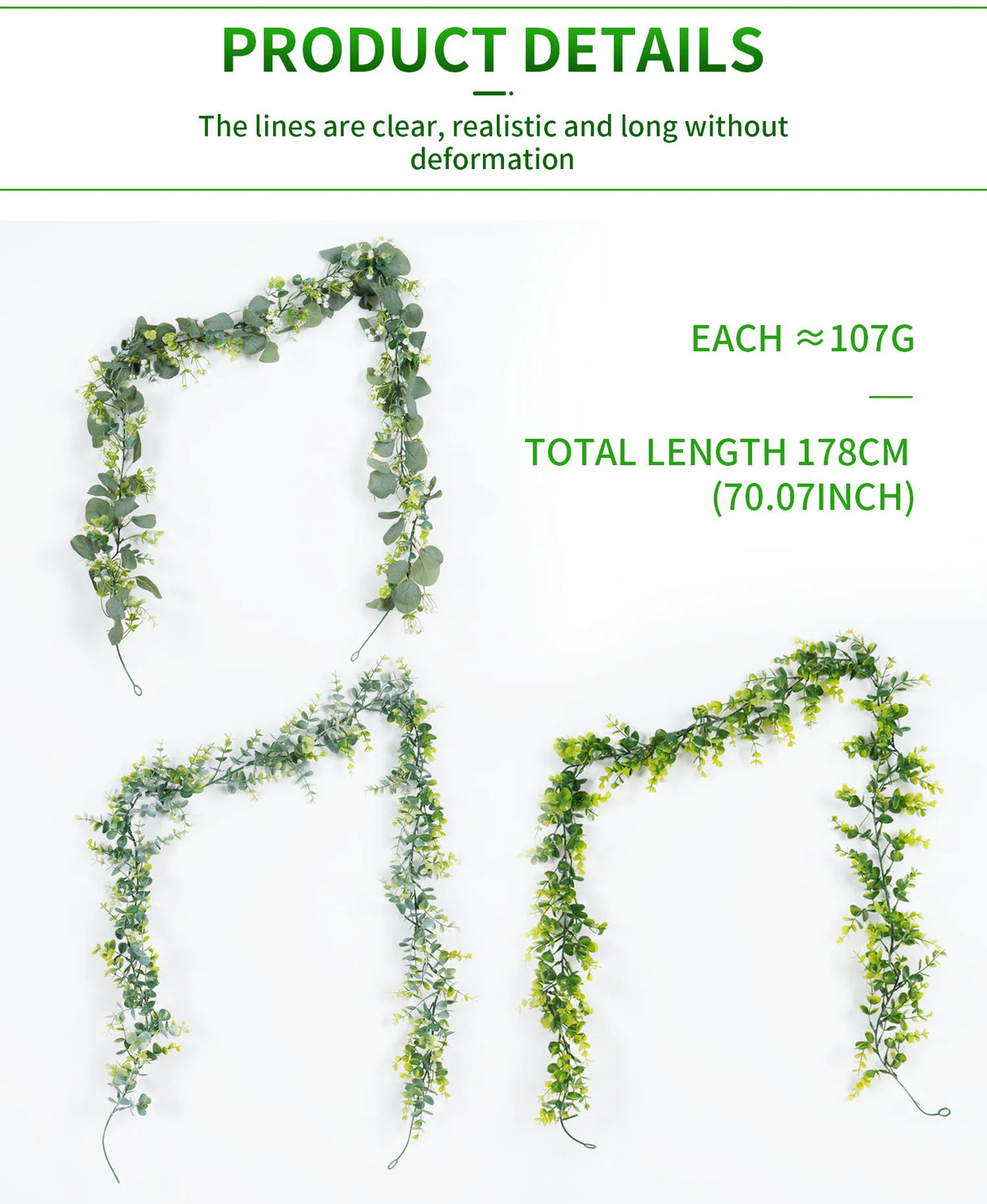 フェイクユーカリラタン人工植物つるグリーン柳の葉シルクアイビー壁掛けガーランドホームウェディングパーティー装飾