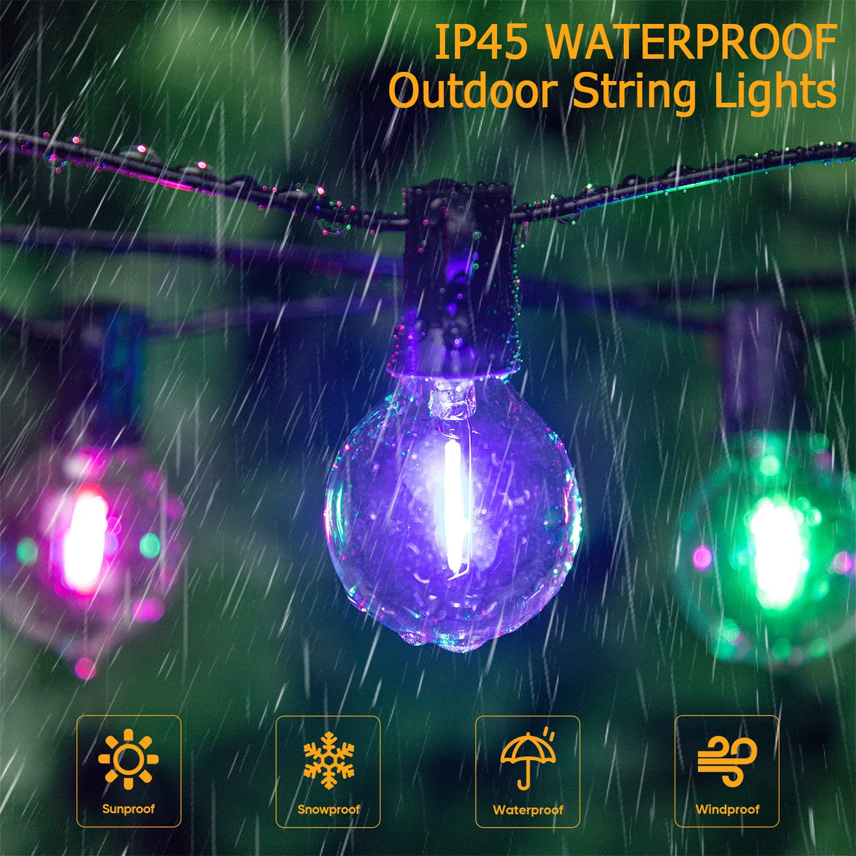 ドレープライト|イベント・パーティー装飾|カラフル屋外ガーランドライト(7.6M/10M/15M/20M)