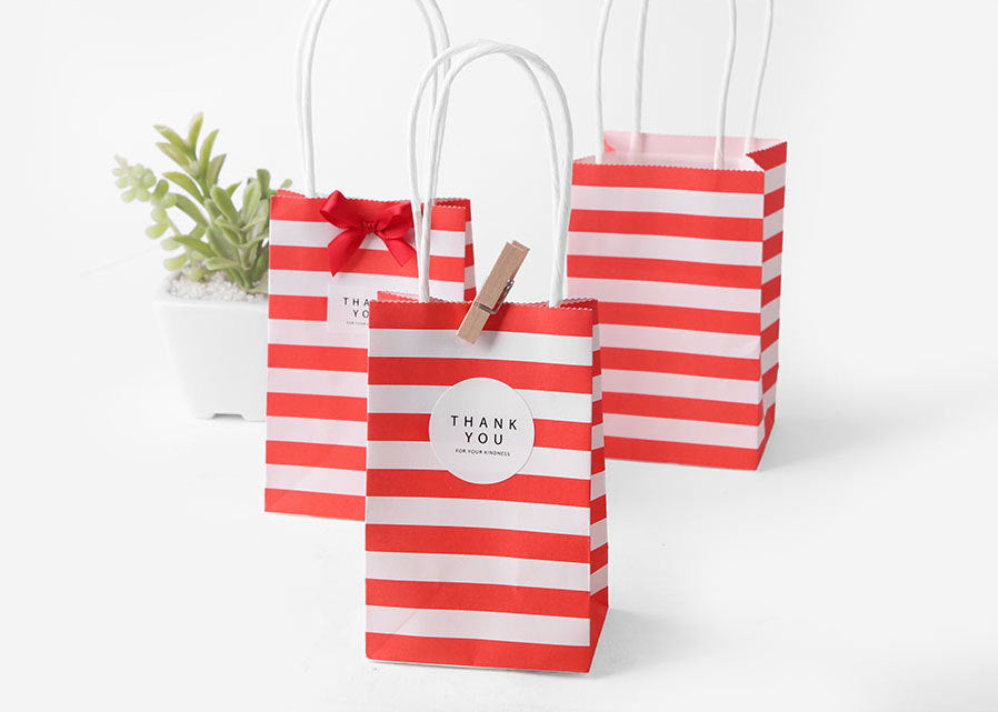 |ノベルティ用品 | ストライプ柄ミニギフトバッグ 10個セット | 7.5×12×5㎝