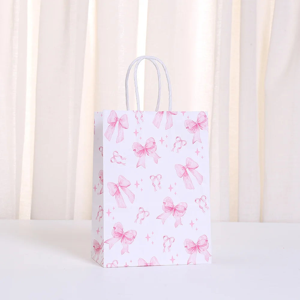 |ノベルティ用品 | リボン柄プリント紙ギフトバッグ | W15×H21×D8c