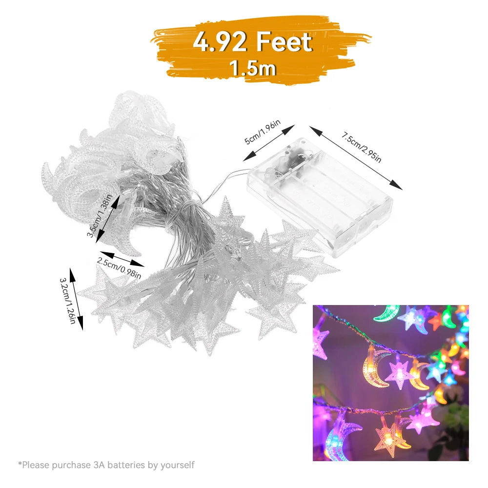 イベント・クリスマス装飾|星と月の電池式装飾ライト、屋内外用