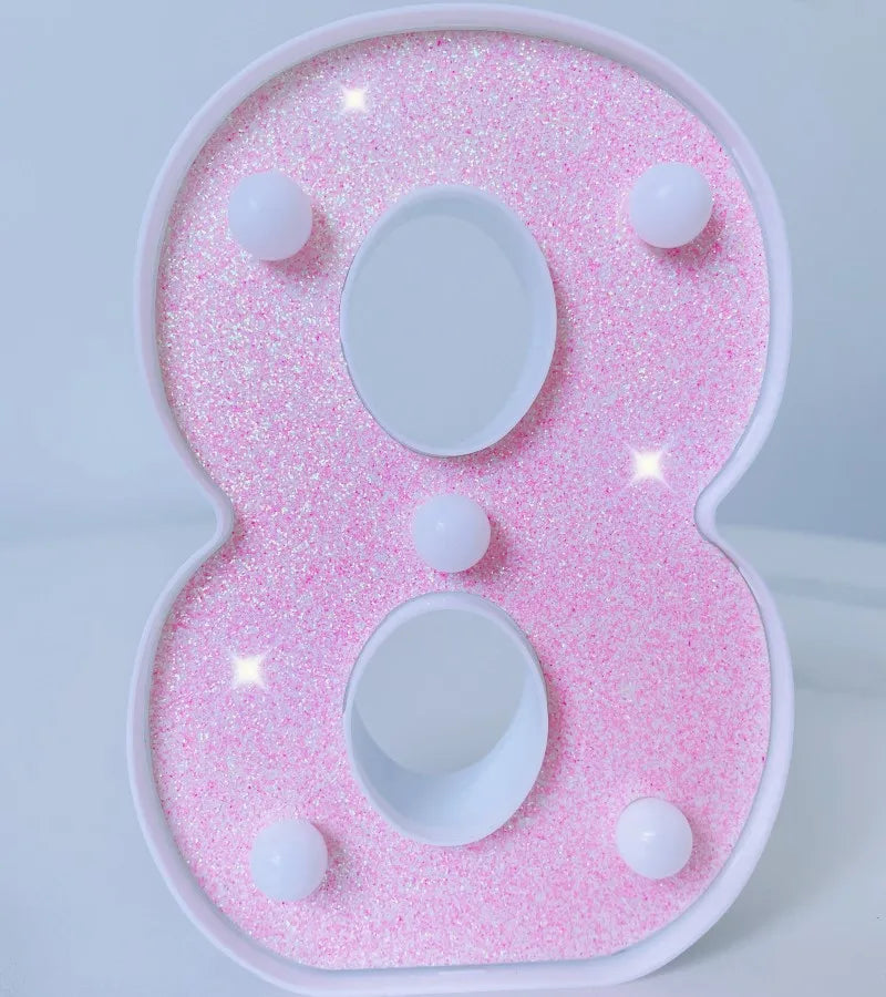 【LED装飾】LEDライト・デコレーションライト(ハート/数字/アルファベット)ピンク 16cm