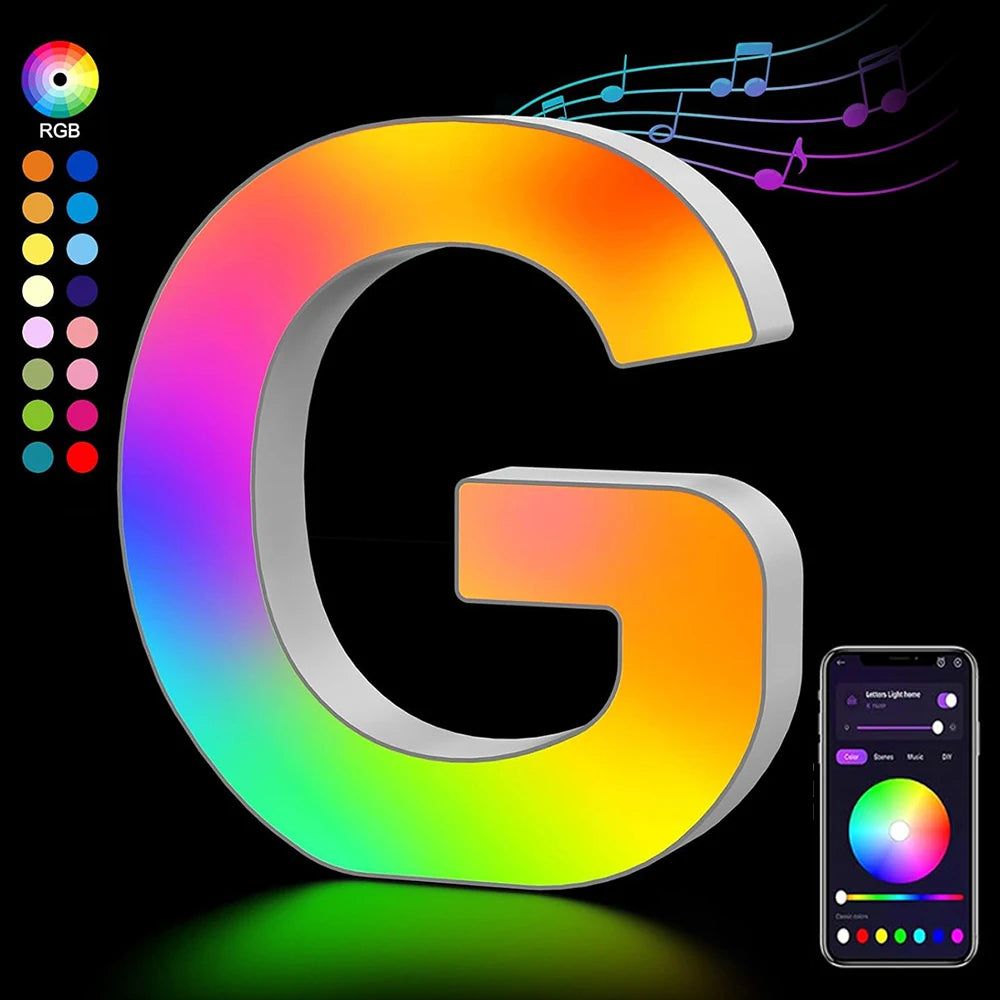 【LED装飾】LEDライト・デコレーションライト(数字/アルファベット)調光可能 レインボーカラー