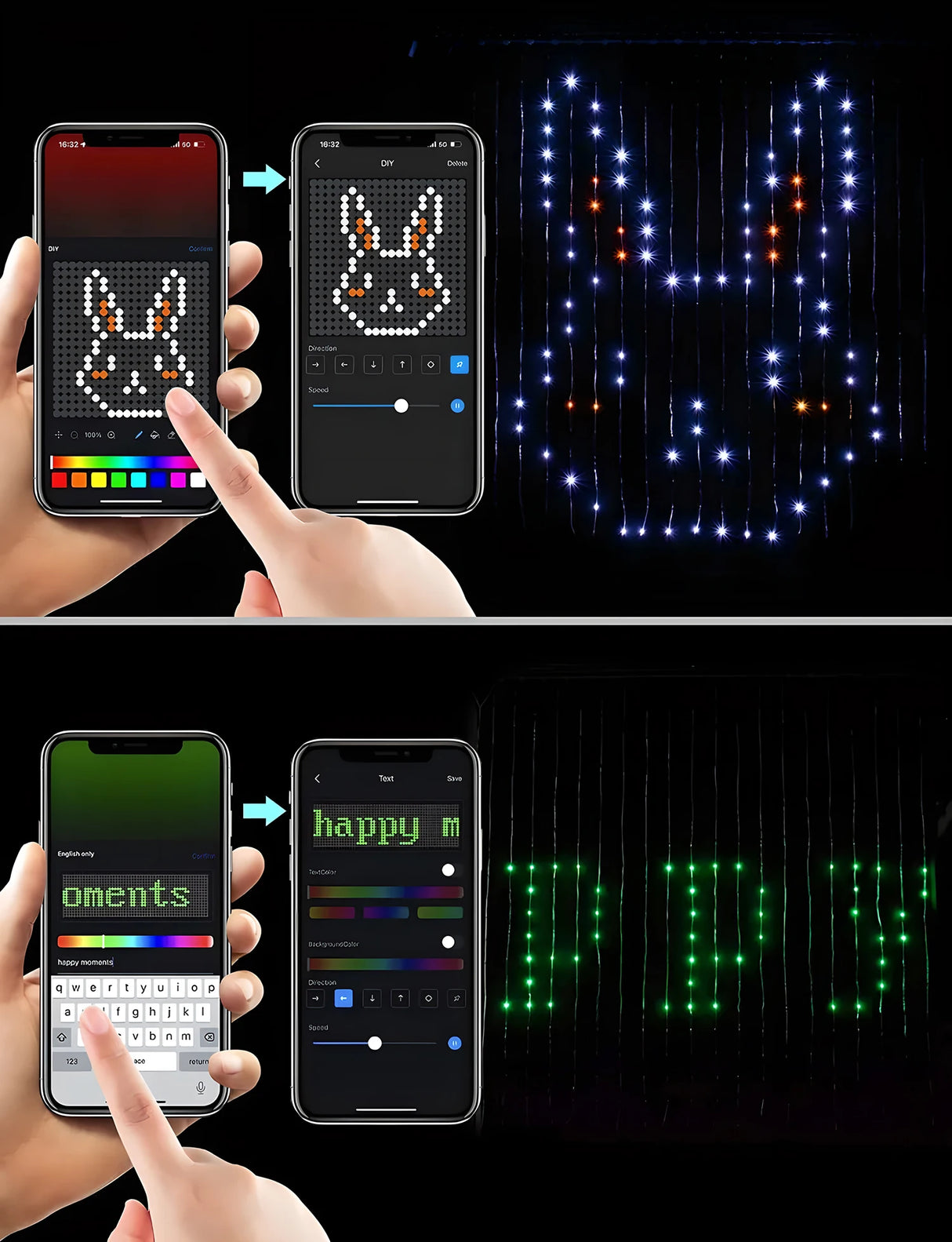 カーテンライト|イベント・クリスマス装飾|Bluetooth対応スマートカーテンライト(幅1.6~3M)