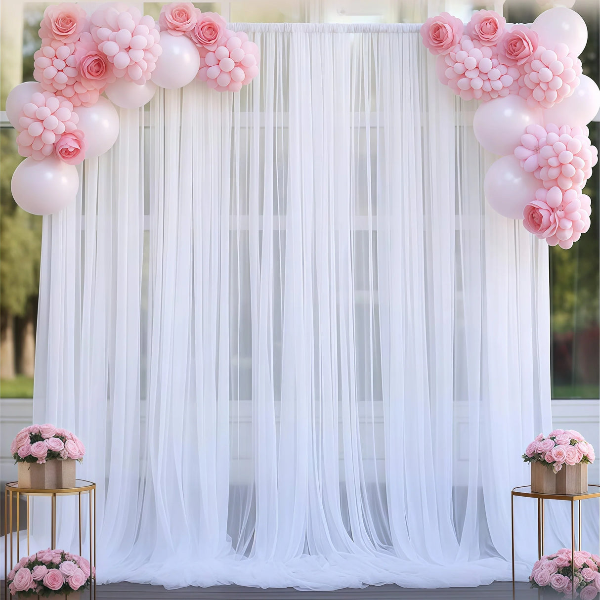 イベント・パーティ装飾 | ライト付シアー素材カーテンセット | 2枚/3枚